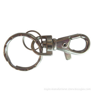 Snap hook, connected w/ keychain, different sizes available,nickel color,metal material,OEM welcomed